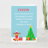 Fun Personalized Santa List Christmas Card カード (正面)