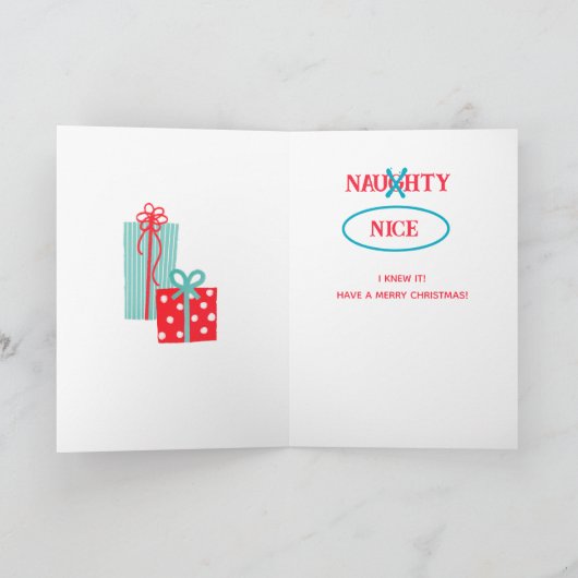 Fun Personalized Santa List Christmas Card カード (内部)