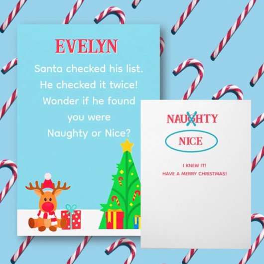 Fun Personalized Santa List Christmas Card カード