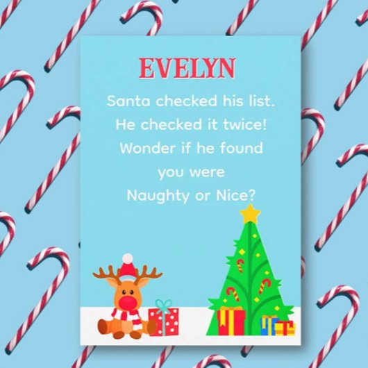 Fun Personalized Santa List Christmas Card カード