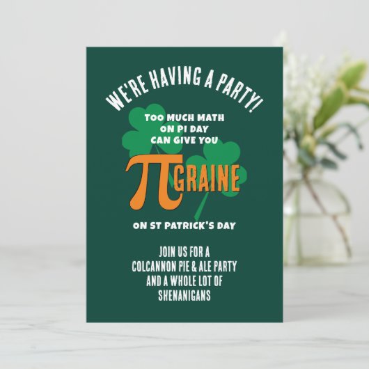 Fun Pi Day St Patricks Day QR Code Party 招待状 (スタンド正面)