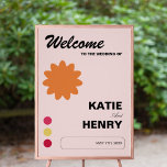 Fun Pink Abstract Graphic Design 20x28 Wedding ポスター<br><div class="desc">Graphic design avant garde abstract inspired wedding design with pink,  yellow,  and orange color scheme</div>