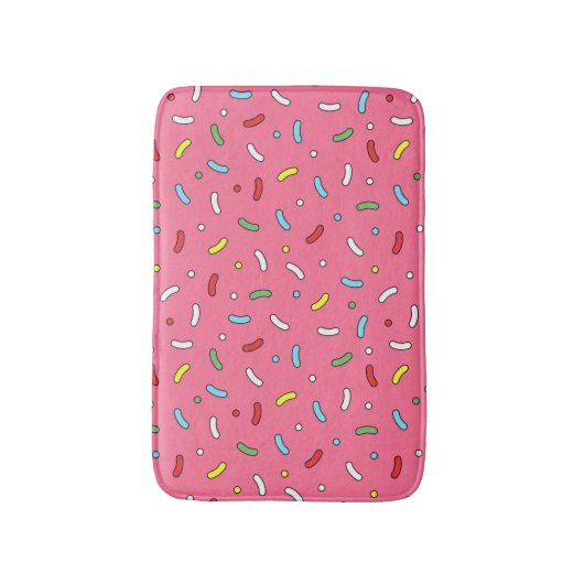 Fun Pink Candy Sprinkles Pattern  バスマット (正面縦)