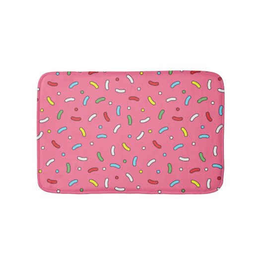 Fun Pink Candy Sprinkles Pattern  バスマット (正面)