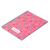Fun Pink Candy Sprinkles Pattern Personalised ノートブック (左側)