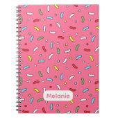 Fun Pink Candy Sprinkles Pattern Personalised ノートブック (正面)