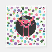 Fun Pink Confetti Monster Mash Birthday Party スタンダードランチョンナプキン (正面)