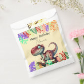 Fun Pink Dinosaur Childs Birthday フェイバーバッグ (封をした状態)