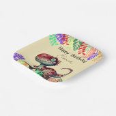 Fun pink Dinosaur Childs Birthday ペーパープレート (傾斜あり)