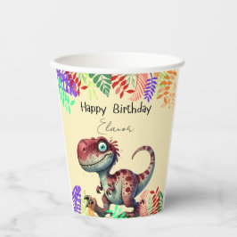 Fun Pink Dinosaur Childs Birthday 紙コップ