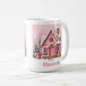 Fun Pink Gingerbread House Christmas コーヒーマグカップ (正面右)
