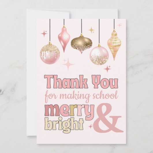 Fun Pink Gold Christmas Thank You Gift Card Holder 招待状 (正面)