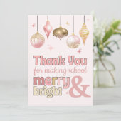 Fun Pink Gold Christmas Thank You Gift Card Holder 招待状 (スタンド正面)
