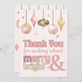 Fun Pink Gold Christmas Thank You Gift Card Holder 招待状 (正面/裏面)