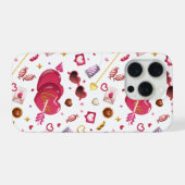 Fun Pink Heart & Valentine Candy Treats Pattern iPhoneケース (裏面横)