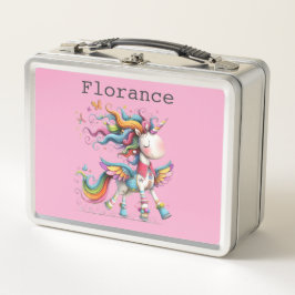 Fun Pink Unicorn Chils's Lunch Box メタルランチボックス
