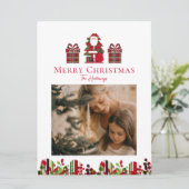 Fun Plaid Santa Wrapped Gifts Holiday Card シーズンカード (スタンド正面)