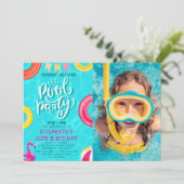 Fun Pool Party Birthday With Photo – Summer Splash 招待状 (スタンド正面)