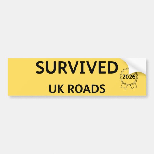 Fun Pothole Bumper Sticker SURVIVED UK ROADS 2026 バンパーステッカー (正面)