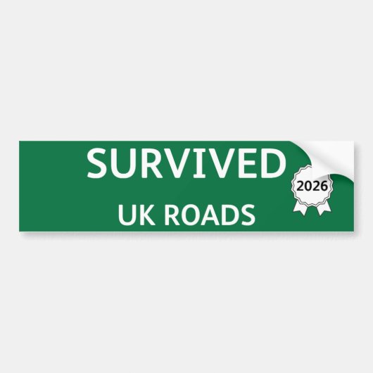 Fun Pothole Bumper Sticker SURVIVED UK ROADS 2026 バンパーステッカー (正面)