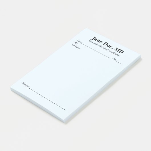Fun prescription 4" x 6" Post It notes Blue ポストイット (アングル)