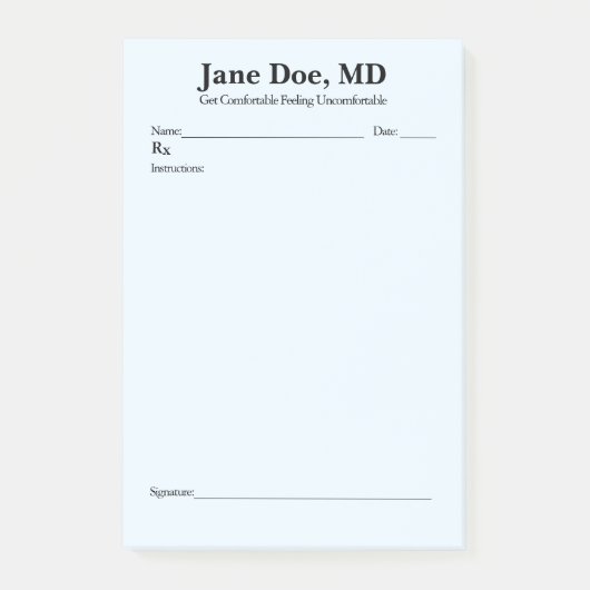 Fun prescription 4" x 6" Post It notes Blue ポストイット (正面)