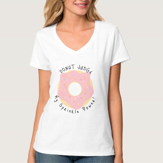 Fun pun cute DONUT Pink T-Shirt Tシャツ (正面)