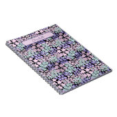 Fun Purple and Pink Flowers Custom Name ノートブック (右側)