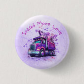Fun Purple Dump Truck Spreading Love  缶バッジ (正面)