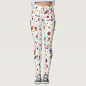 Fun Purple Hat Catoween, Cute Orange Pumpkin レギンス (正面)