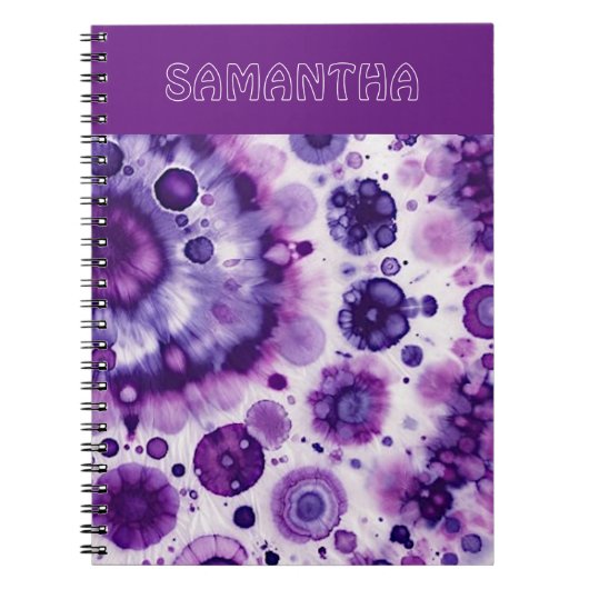 Fun Purple Violet Pink Batik Circles Art Pattern ノートブック (正面)