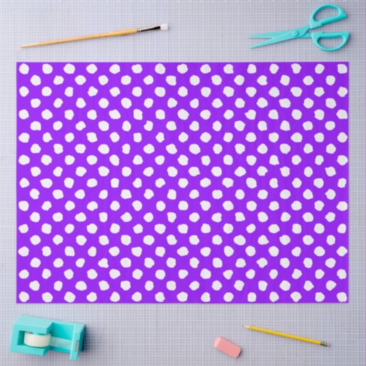 Fun Purple With Irregular White Polka Dots 薄葉紙 (クラフト)