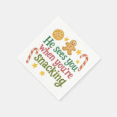 Fun Quote Sees you while snacking Christmas スタンダードカクテルナプキン (角)