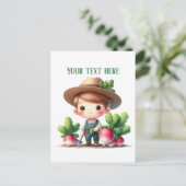 Fun Radishes farmer customizable  ポストカード (スタンド正面)