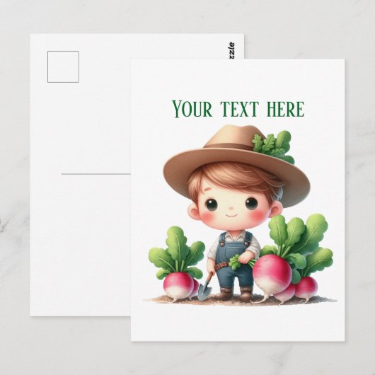 Fun Radishes farmer customizable  ポストカード (正面/裏面)