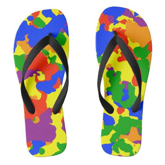 Fun Rainbow Camouflage Camo ビーチサンダル (フットベッド)