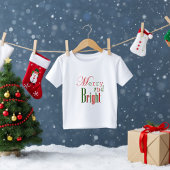 Fun Red and Green Merry and Bright Baby Christmas ベビーTシャツ