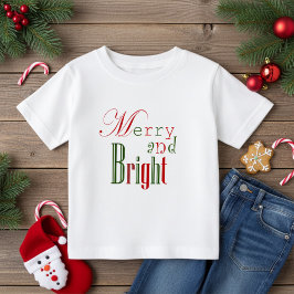 Fun Red and Green Merry and Bright Baby Christmas ベビーTシャツ