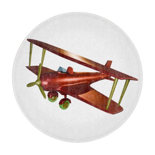 Fun Red Bi-plane Aviation Aerospace Flight カッティングボード (正面)
