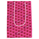 Fun Red Lips With Love On Valentine's Day Pattern ミディアムペーパーバッグ (裏面)