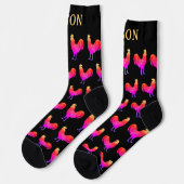 Fun Red Rooster Socks with Custom Name ソックス (左)