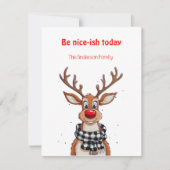 Fun reindeer Rudolph christmas wishes Postcard シーズンカード (正面)