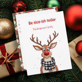 Fun reindeer Rudolph christmas wishes Postcard シーズンカード