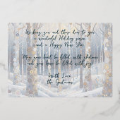 Fun Retro Abstract Winter Snow Wonderland Art Gold 箔シーズンカード (裏面)