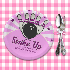 Fun Retro Bowling Birthday Girl Party ペーパープレート