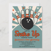 Fun Retro Bowling Party for Kids 招待状 (正面)