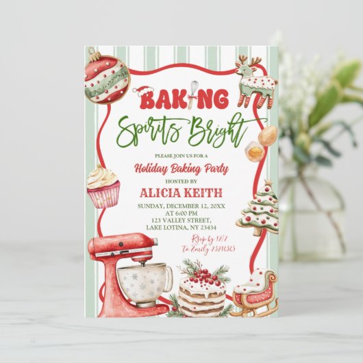 Fun Retro Christmas Baking Spirits Bright  招待状 (スタンド正面)