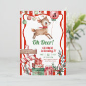 Fun Retro Christmas Deer Birthday Invitation 招待状 (スタンド正面)
