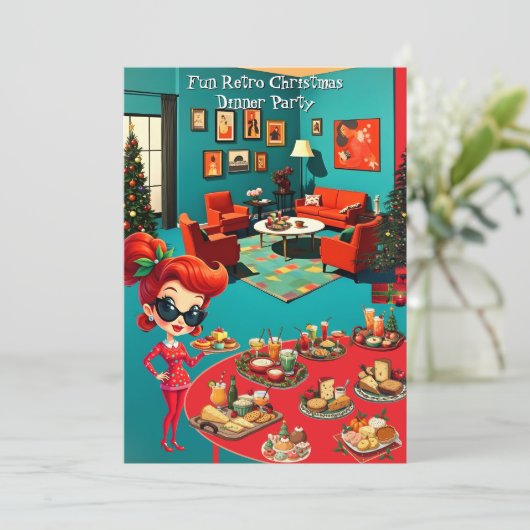 Fun Retro Christmas Dinner Party 1950s Lounge 2 招待状 (スタンド正面)