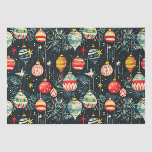 Fun Retro Christmas Tree Ornaments 薄葉紙 (正面)